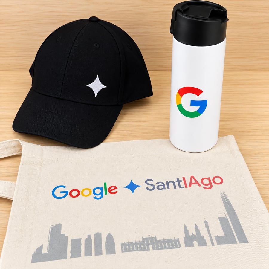 Kit gorra, botella y bolsa · Google